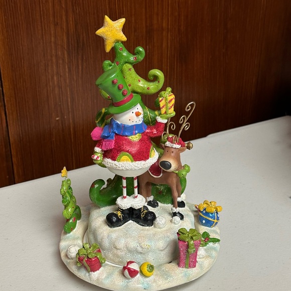 Home Interiors Christmas tree Snowman Reindeer Revolving Musical box - Picture 6 of 14